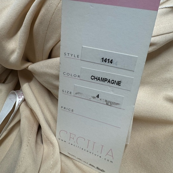 NWT CECILIA COUTURE Beaded Gown 1414 Champagne 4 - Picture 11 of 12
